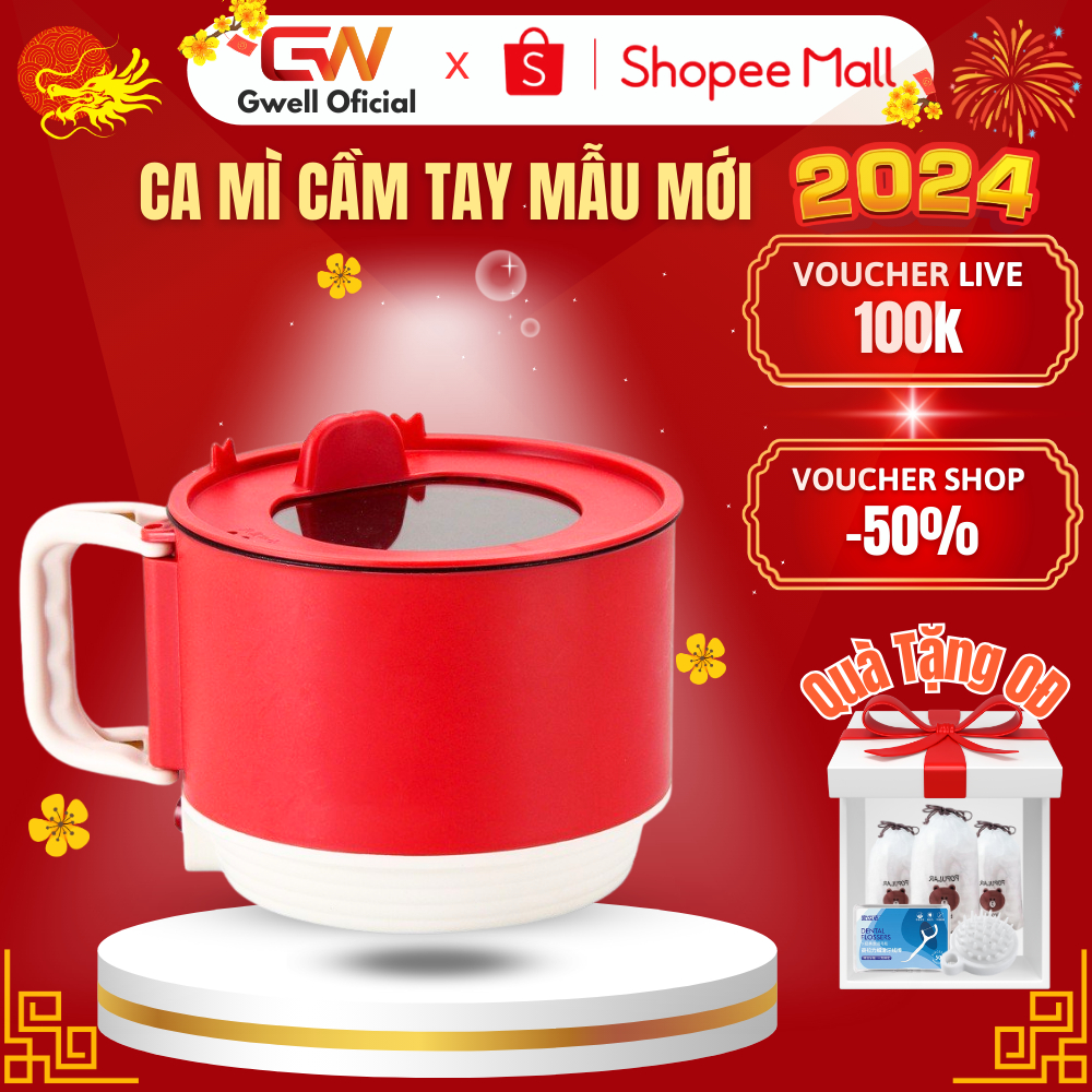 Nồi Lẩu Mini Điện Đa Năng GODWELL Tay Cầm Gấp Gọn Ca Nấu Mì Dung Tích 1.5L Công Suất 450W Bếp Nấu Lẩu Thông Minh