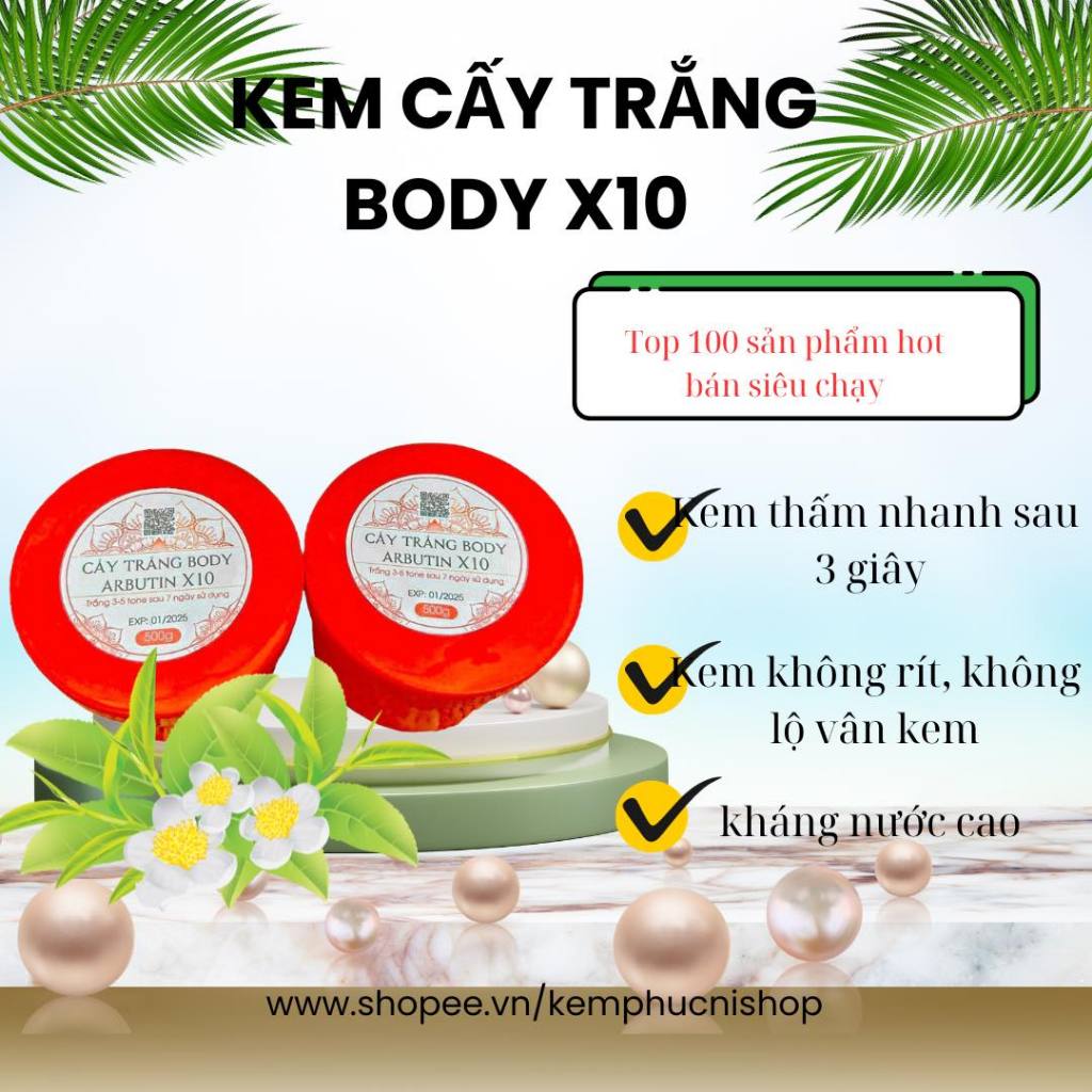 KEM BODY CẤY TRẮNG X10