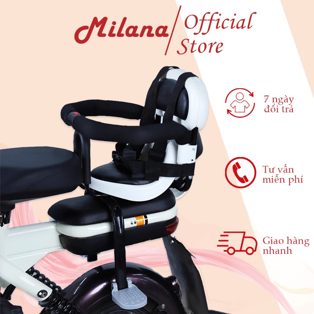 Ghế Ngồi Xe Máy Cho Bé Milana, Lắp Trước Đi Xe Số, Airblade Nouvo.., Xe Đạp Điện, Có Vòng Bảo Vệ, An Toàn Cho Trẻ Em