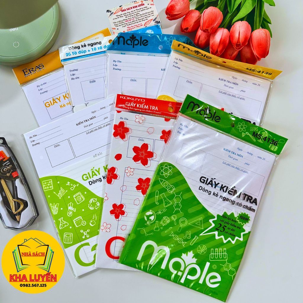 Giấy Kiểm Tra Kẻ Ngang Campus, Hải Tiến, Maple, Klong, Giấy Kiểm Tra Dùng Cho Học Sinh Cấp 2
