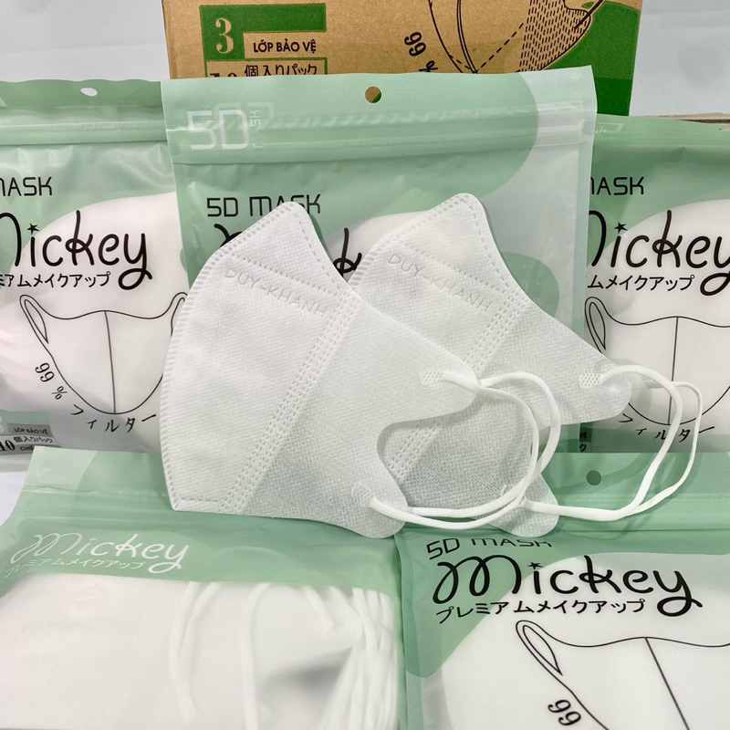500 Cái Khẩu Trang 5D Mask Mickey 1 HỘP 100 Cái 2 Màu Đen Trắng