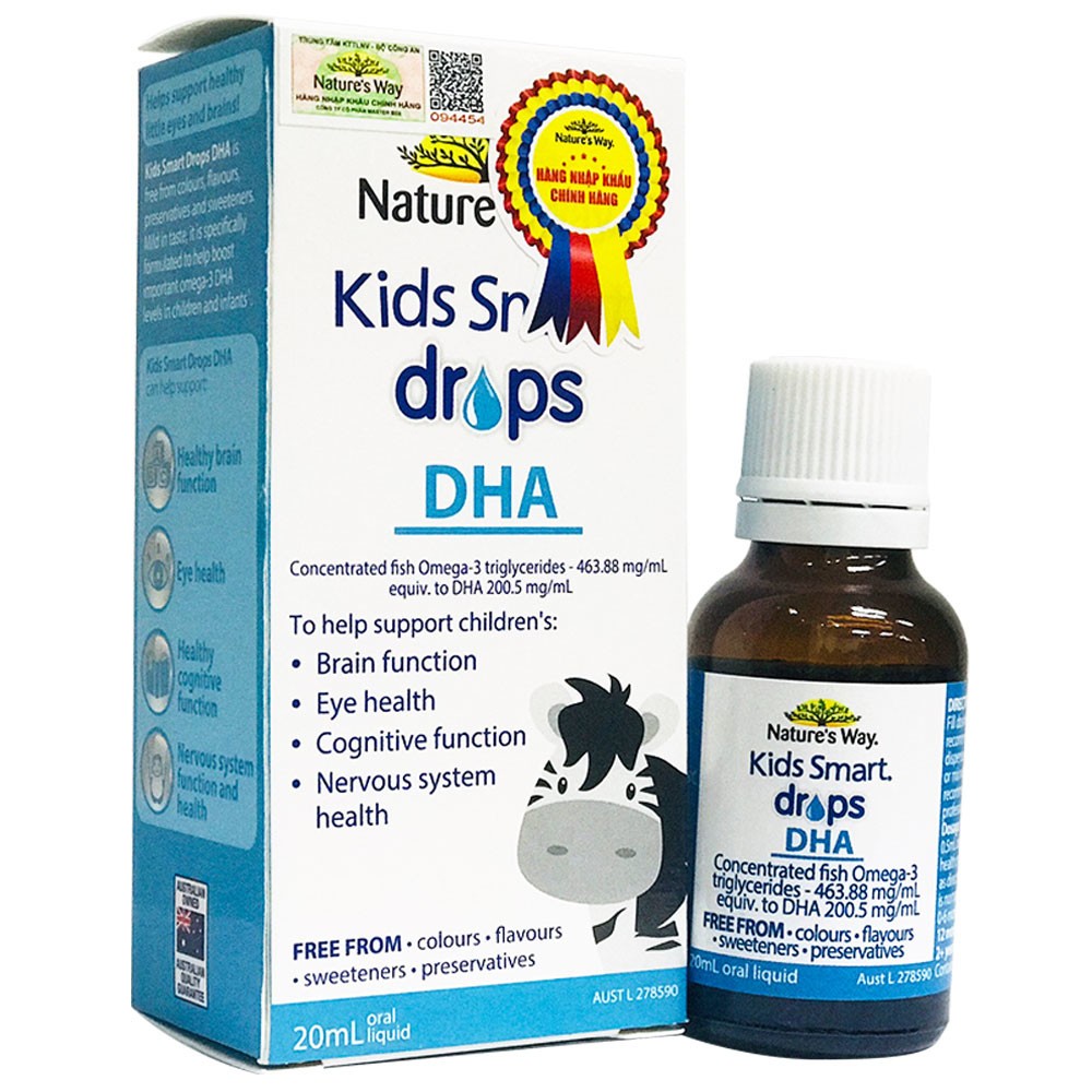 [ Tặng NATURE'S WAY KIDS SMART INFANT DROPS VD3 ] Combo 2 Hộp Nature's Way Kids Smart Drops DHA 20ml