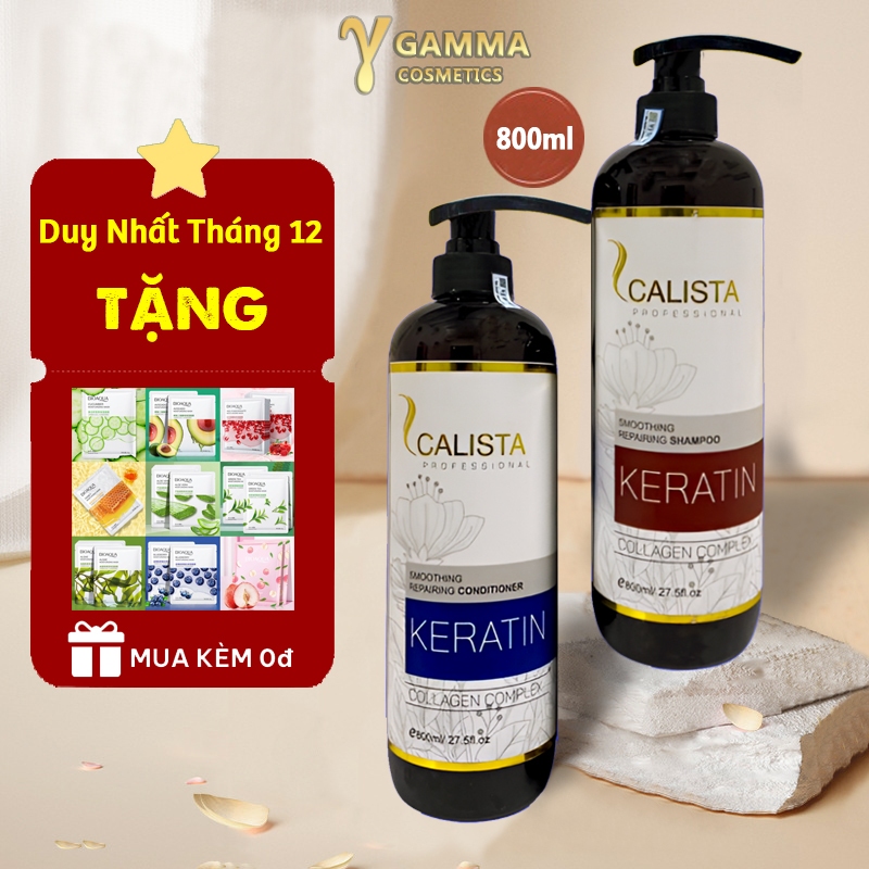 Combo Dầu gội Dầu xả CALISTA KERATIN chính hãng giúp tóc mềm mượt chắc khỏe chống gãy rụng 800ml