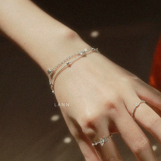 Lắc tay 2 dây lụa bi phối dây xích charm sao b209 lann