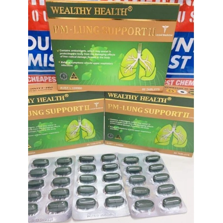 Viên uống bổ phổi giảm ho, tan đờm ÚC Wealthy Health PM Lung Support II 60 viên