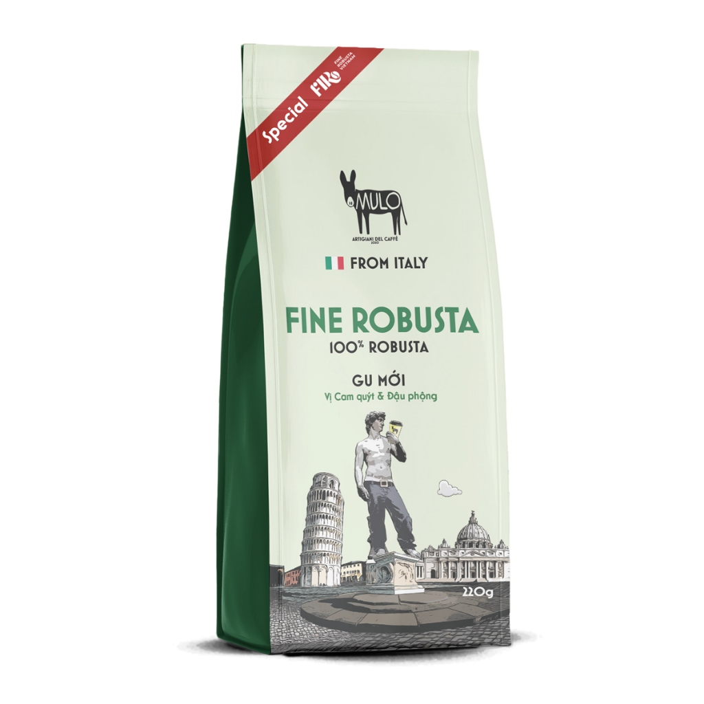 Fine Robusta Special 220G - cà phê espresso Ý MULO coffee hạt Robusta Specialty ngon rang vừa đậm đà hương thơm