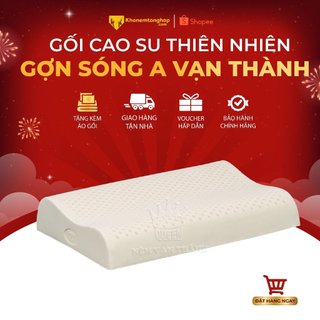 Gối cao su Vạn Thành gợn sóng A, hỗ trợ căn chỉnh cột sống, đốt sống cổ, 100% từ cao su thiên nhiên - Tặng vỏ gối
