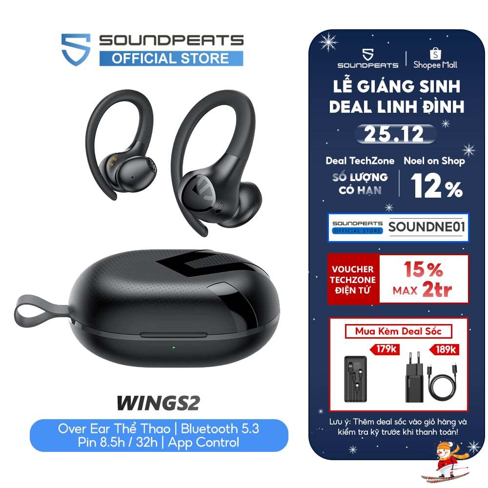 Tai Nghe True Wireless Earbuds SoundPEATS Wings2 Bluetooth 5.3 - Hàng Chính Hãng