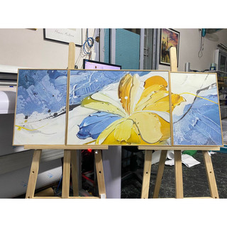 Khổ Lớn - Bộ 3 Mới Tranh Treo Tường Canvas Cao Cấp Trừu Tượng Màu Pastel Tối Giản Trang Trí Phòng Khách Decor MELYHOME