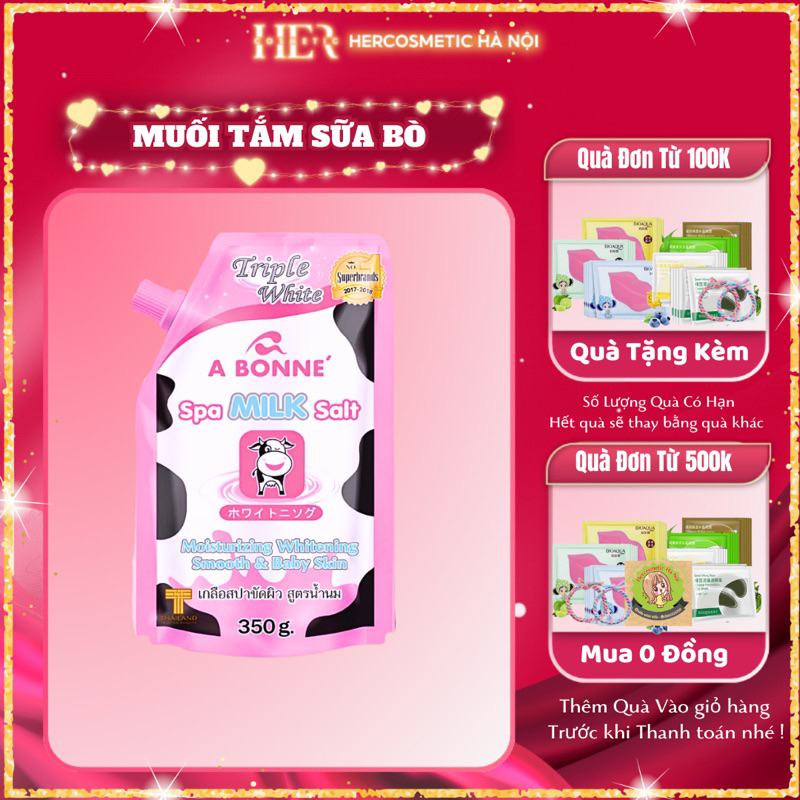 Muối Tắm Sữa Bò - Tẩy Tế Bào Da Chết Body Cơ Thể A Bonne Trắng Sáng Mềm Da Dưỡng Ẩm Spa Milk Salt Thái Lan 350gr