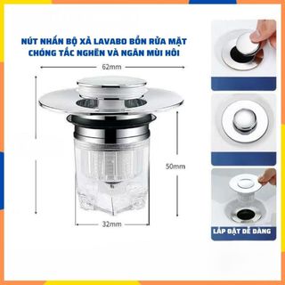 Nút Nhấn Bộ Xả Lavabo,bồn rửa mặt chống tắc nghẽn và ngăn mùi hôi hiểu quả Thế Hệ Mới Lắp Đặt Đơn giản K39