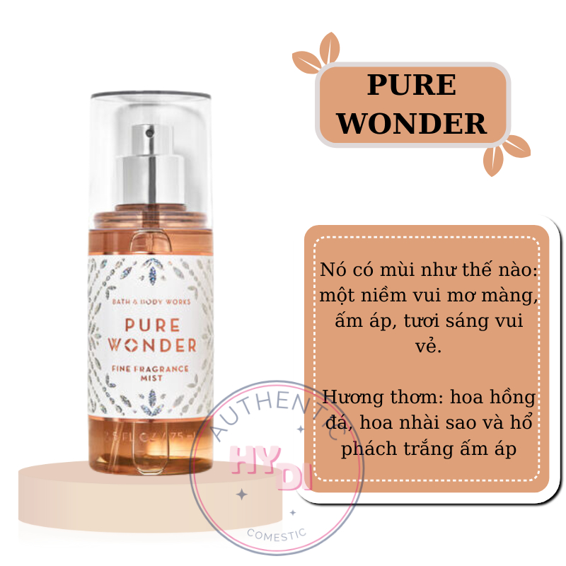 TRAVEL SIZE 75ML FULL SEAL CHÍNH HÃNG PURE WONDER - LUMINOUS XỊT THƠM BODY MIST BATH & BODY WORKS US