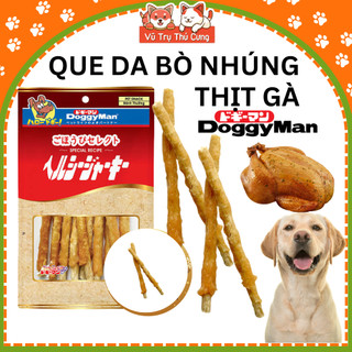 Snack cho chó que da bò nhúng thịt gà doggy man