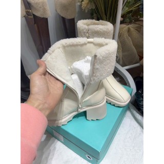 [HÀNG SẴN] Bốt cổ lông da lì cực xinh cao 5cm