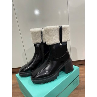 [HÀNG SẴN] Bốt cổ lông da lì cực xinh cao 5cm