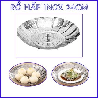 Rổ Hấp Xếp Gọn Loại Lớn Đường Kính 24cm Bằng Inox
