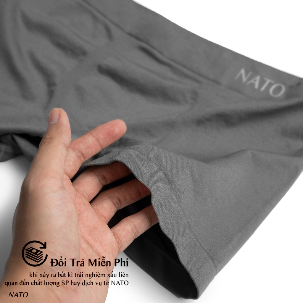 Quần Lót AMIDE Nam Vải Cotton 100% Thun Lạnh Cao Cấp Màu Đen Xám Trơn Boxer Sịp Đùi Trắng NATO