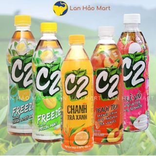 Lốc 6 chai trà xanh hương chanh tuyết bạc hà C2 Freeze/ C2 Đào/ C2 Chanh/ C2 Dâu Anh Đào 455ml