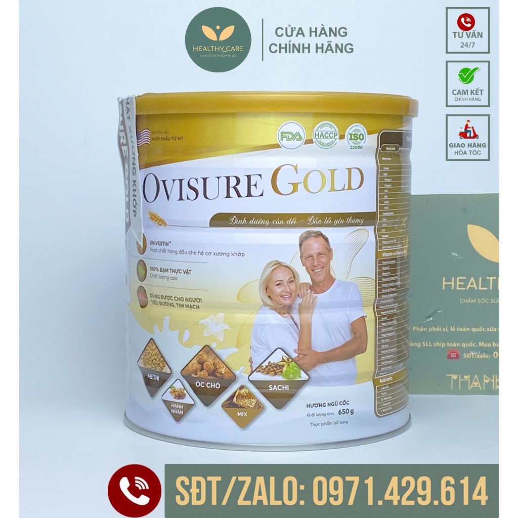 Combo 2 lon Sữa hạt xương khớp Ovisure Gold Mẫu Mới 2 Tem Chống Hàng Giả 650g  - giúp xương khớp dẻo dai