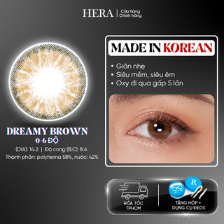 Kính Áp Tròng Hera Nâu Mơ Màng 0 - 6 Độ DREAMY BROWN Nhập Khẩu Hàn Quốc Lens Cận 6 Tháng