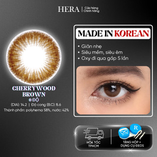 Kính Áp Tròng Hera Nâu Cherry Ngọt Ngào Không Độ CHERRYWOOD BROWN Nhập Khẩu Hàn Quốc Lens Không Cận 6 Tháng
