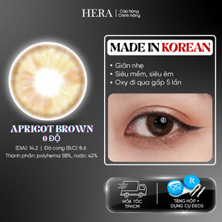 Kính Áp Tròng Hera Nâu Mơ Nổi Bật Không Độ APRICOT BROWN Nhập Khẩu Hàn Quốc Lens Không Cận 6 Tháng