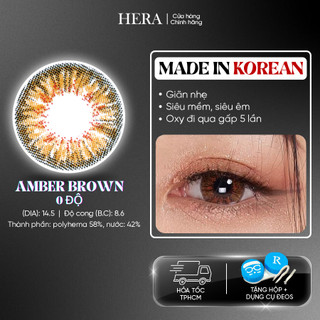Kính Áp Tròng Hera Nâu Hổ Phách Không Độ AMBER BROWN Nhập Khẩu Hàn Quốc Lens Không Cận 6 Tháng