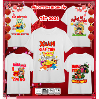 Áo thun tết 2024, áo thun gia đình tết 2024 năm mới giáp thìn năm con rổng, áo thun tết cho bé trai bé gái