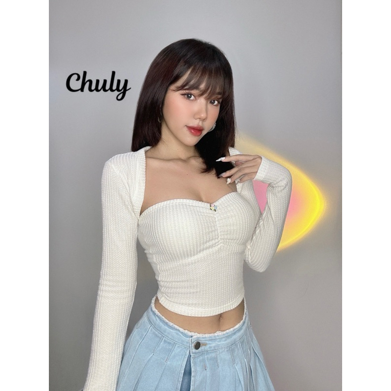 Set Áo Cúp Ngực Đính Hoa Kèm Áo Khoác Ngắn Ôm Sexy - Chuly