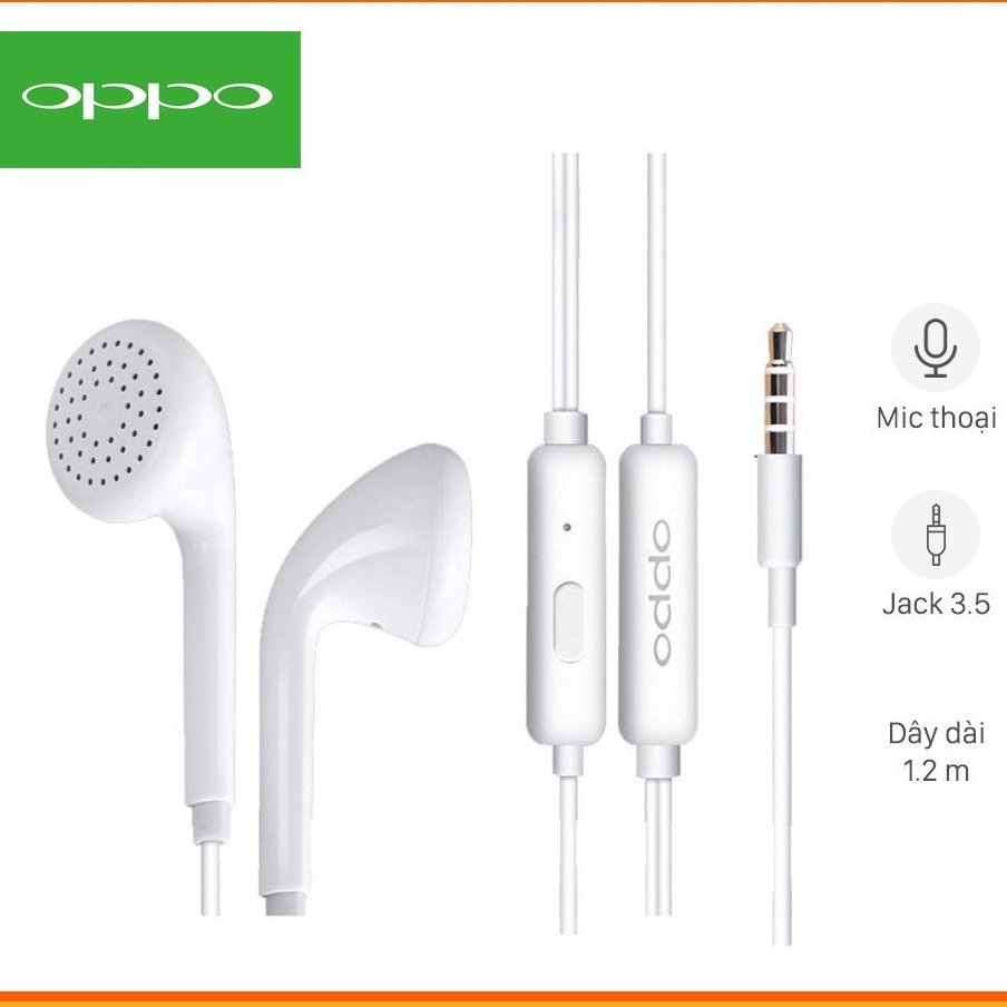Tai nghe có dây Oppo R20 tương thích tất cả các máy Jack 3.5 mm zin chính hãng - Bảo hành 6 tháng