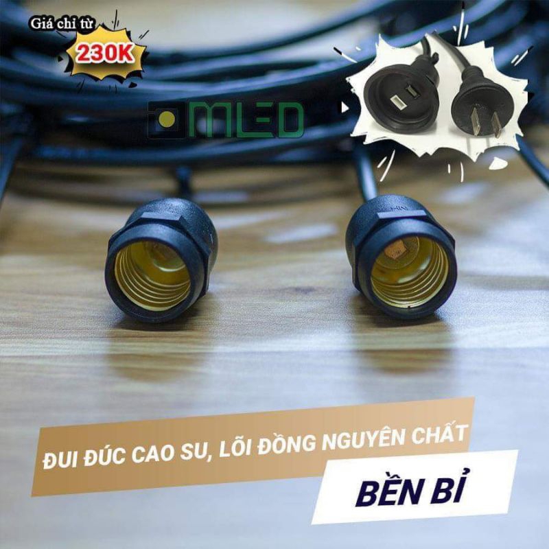 DÂY ĐÈN BÓNG CHANH lắp Chuôi e27 ngoài trời sẵn bóng 3W