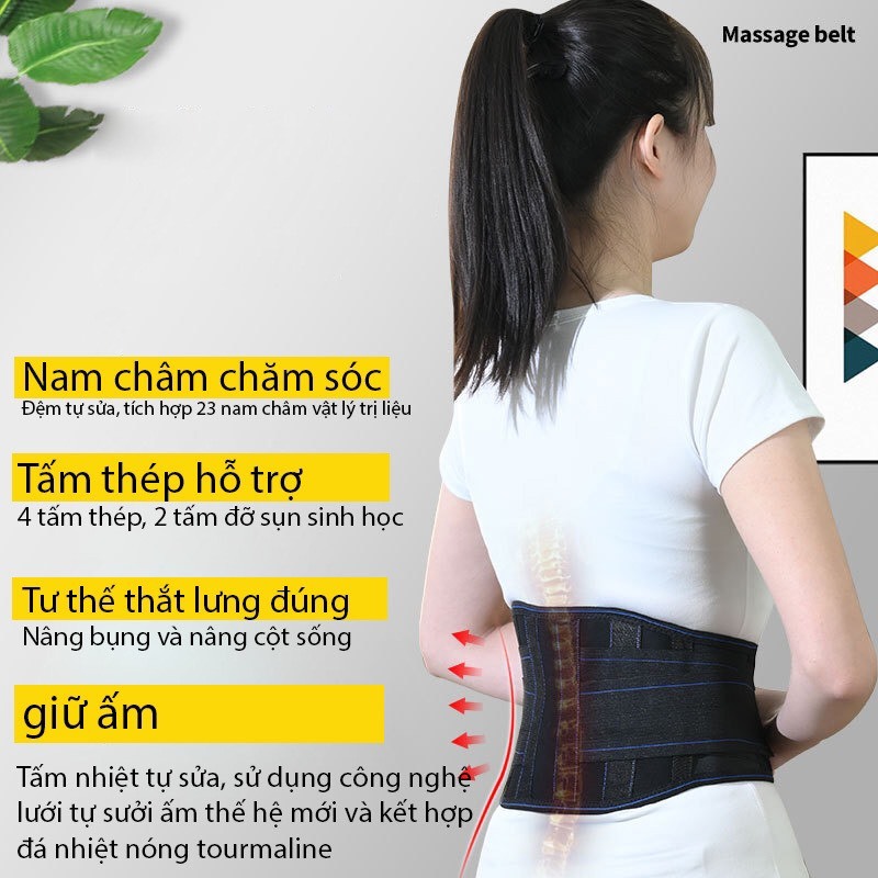 Đai lưng tự làm nóng giảm đau lưng hỗ trợ thoát vị đĩa đệm, thoái hóa cột sống chính hãng Yijia Kang