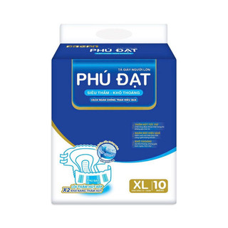 Bỉm dán người già Phú Đạt size XL túi 10 miếng thấm hút tốt