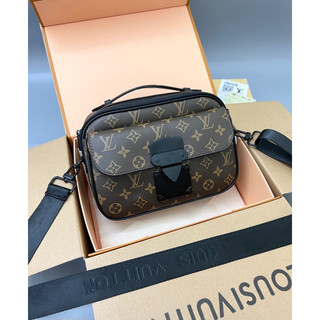 Túi đeo chéo mesenger cầm tay cao cấp - túi l.v vân hoa nâu ful box ss2023