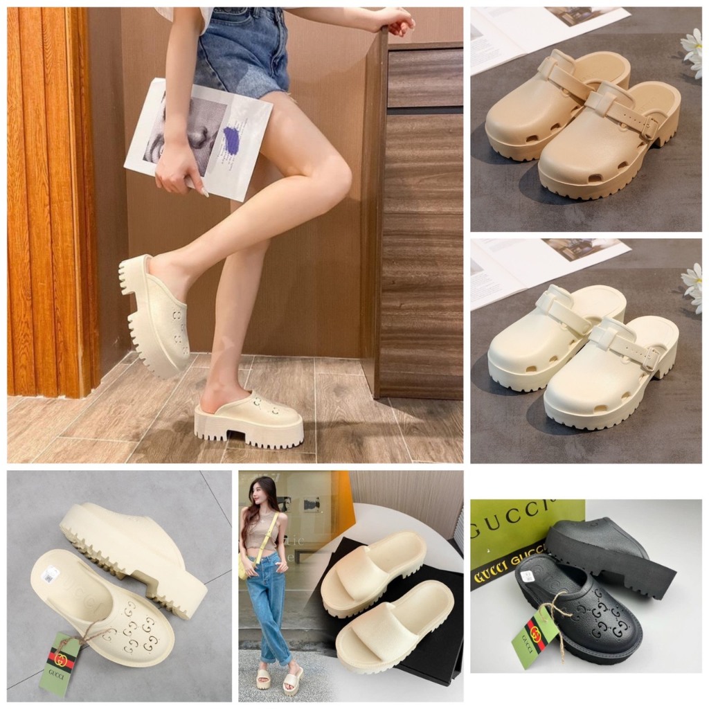 Dép Sục Gucci Nữ Độn Đế 5cm ⚡️𝐅𝐑𝐄𝐄 𝐒𝐇𝐈𝐏⚡️ Dép GC Nữ Đạp Gót Tổ Ong Họa Tiết Mới 2023 hàng cao cấp TẶNG TÚI
