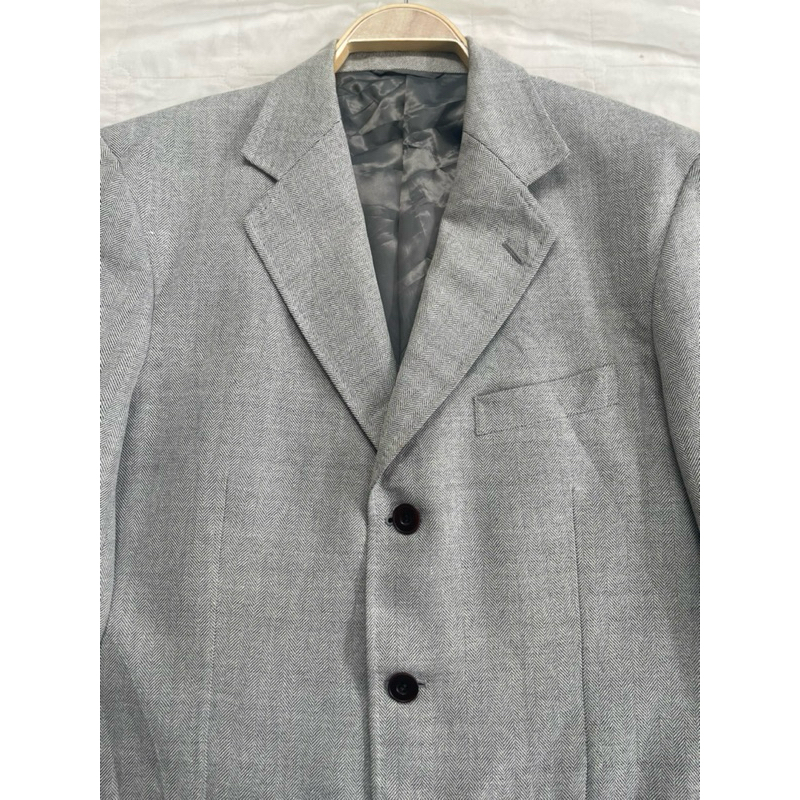 Áo khoác blazer menswear B02 có độn vai 3 cúc vân sọc xẻ sau chất dày dặn 2hand Nhật si ảnh thật