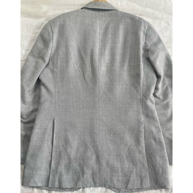 Áo khoác blazer menswear B02 có độn vai 3 cúc vân sọc xẻ sau chất dày dặn 2hand Nhật si ảnh thật
