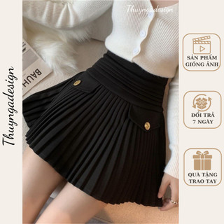 Chân váy xếp ly form A xoè cạp cao hàng QC