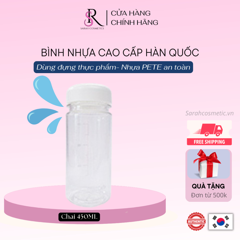 Chai Đựng Nước Nhựa Cao Cấp Hàn Quốc (300ml)
