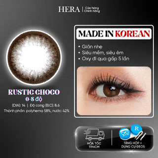 Kính Áp Tròng Hera Nâu Choco Đen 0 - 8 Độ RUSTIC CHOCO Nhập Khẩu Hàn Quốc Lens Cận 6 Tháng