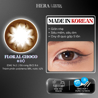 Kính Áp Tròng Hera Nâu Choco Cánh Hoa Không Độ FLORAL CHOCO Nhập Khẩu Hàn Quốc Lens Không Cận 6 Tháng
