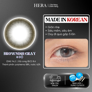 Kính Áp Tròng Hera Xâm Nâu Cà Phê Không Độ BROWNISH GRAY Nhập Khẩu Hàn Quốc Lens Không Cận 6 Tháng