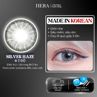 Kính Áp Tròng Hera Xám Bạc Tây Nổi Bật 0 - 7 Độ SILVER HAZE Nhập Khẩu Hàn Quốc Lens Cận 6 Tháng
