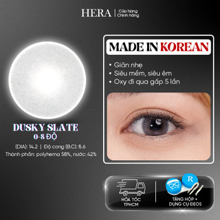 Kính Áp Tròng Hera Xám Phấn Trong Trẻo 0 - 8 Độ DUSKY SLATE Nhập Khẩu Hàn Quốc Lens Cận 6 Tháng