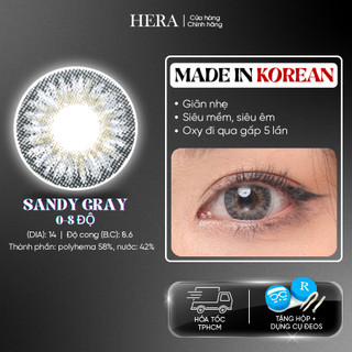 Kính Áp Tròng Hera Xám Trà Sữa Nổi Bật 0 - 8 Độ SANDY GRAY Nhập Khẩu Hàn Quốc Lens Cận 6 Tháng