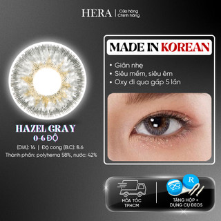 Kính Áp Tròng Hera Xám Hạt Dẻ Viền Đậm 0 - 6 Độ HAZEL GRAY Nhập Khẩu Hàn Quốc Lens Cận 6 Tháng