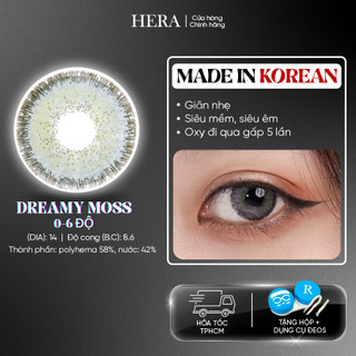 Kính Áp Tròng Hera Xám Xanh Rêu Có Viền  0 - 6 Độ DREAMY MOSS Nhập Khẩu Hàn Quốc Lens Cận 6 Tháng