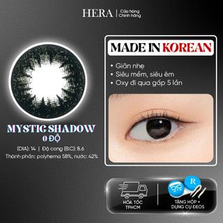 Kính Áp Tròng Hera Đen Huyền Bí Không Độ MYSTIC SHADOW Nhập Khẩu Hàn Quốc Lens Không Cận 6 Tháng