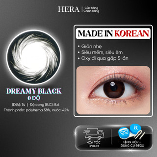 Kính Áp Tròng Hera Đen Mơ Màng Không Độ DREAMY BLACK Nhập Khẩu Hàn Quốc Lens Không Cận 6 Tháng