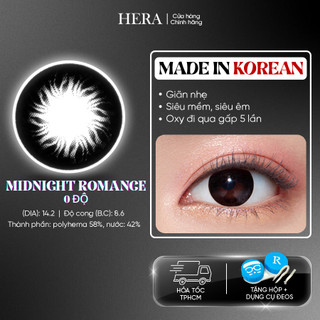 Kính Áp Tròng Hera Đen Trăng Non Không Độ MIDNIGHT ROMANCE Nhập Khẩu Hàn Quốc Lens Không Cận 6 Tháng